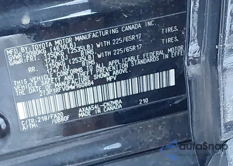 2021 Toyota Rav4 Xle from USA, damaged, VIN 2T3P1RFV0MW160884